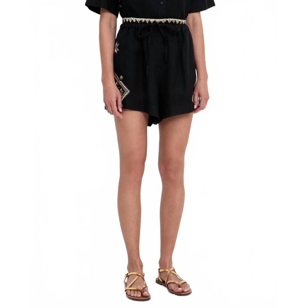 NEW GREEK ARCHAIC KORI lefkada drawstring short in black-gold
